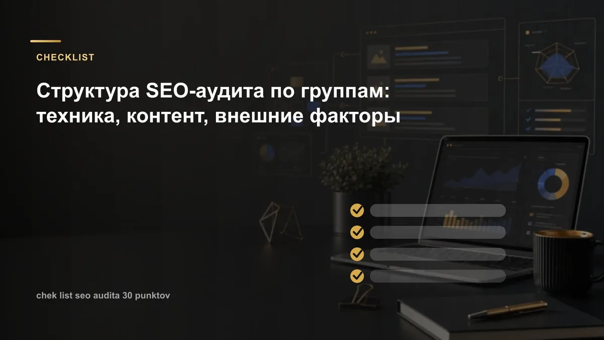 Структура SEO-аудита по группам: техника, контент, внешние факторы