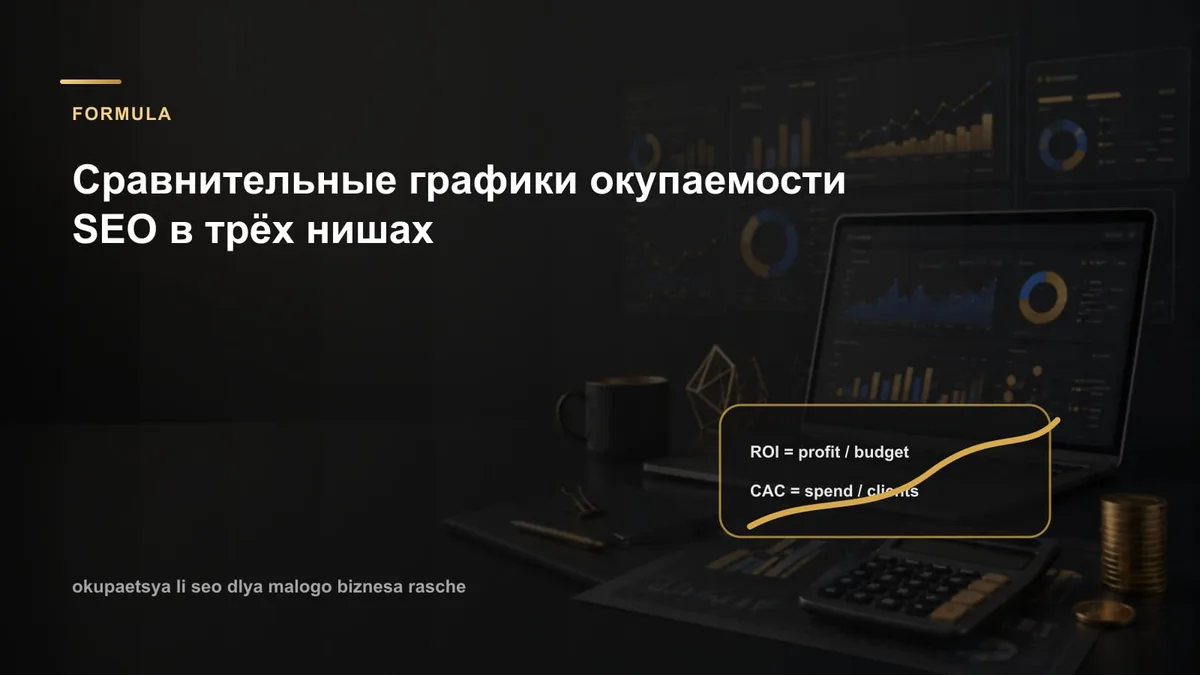 Сравнительные графики окупаемости SEO в трёх нишах