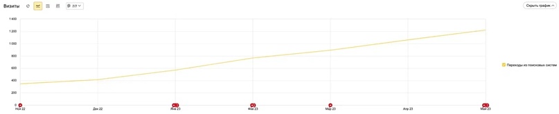 Скриншот трафика из Яндекс-Метрики