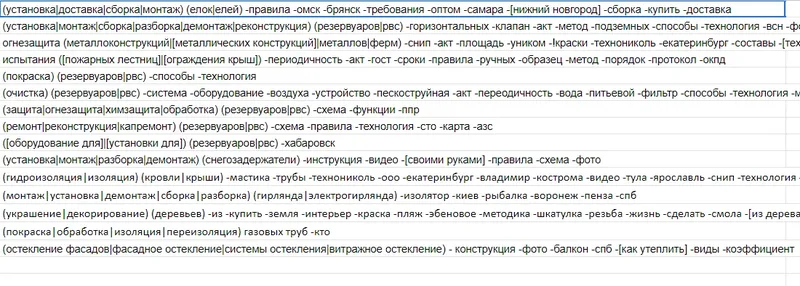Скриншот семантики