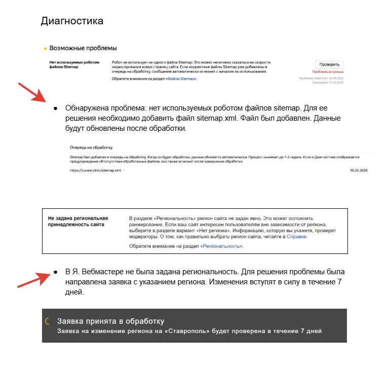 Скриншот технического аудита